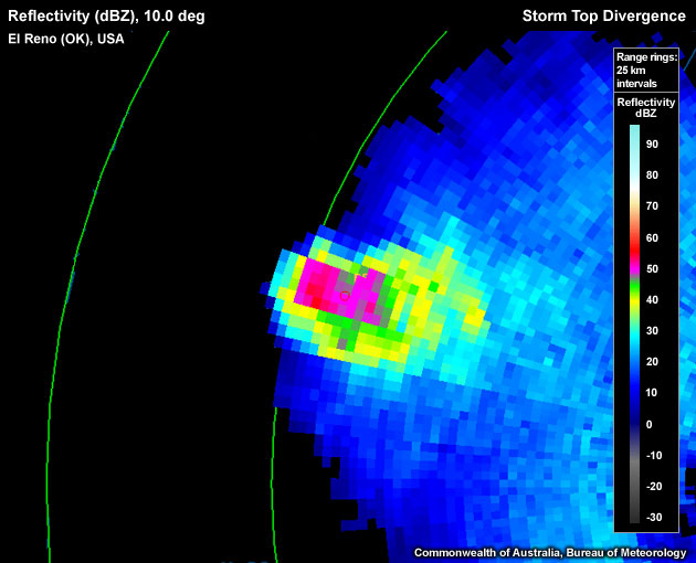 Reflectivity (dBZ), 10.0 deg, Sydney, Australia, Storm Top Divergence