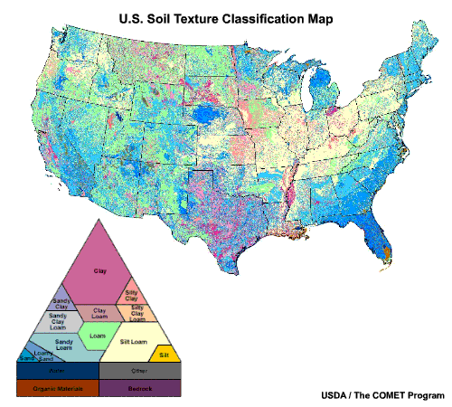 US soil texture classification map