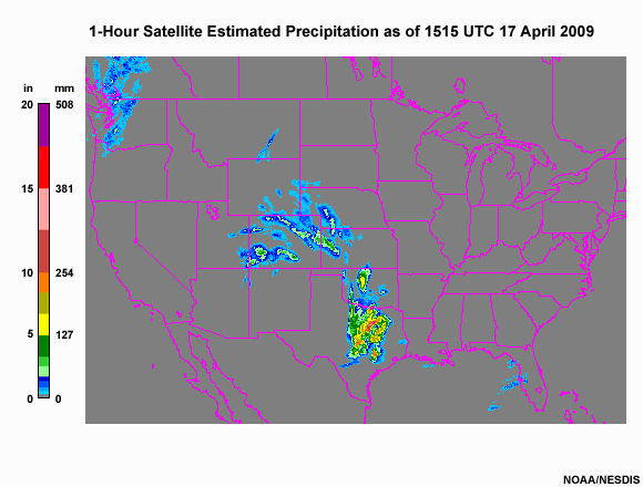 1 hr satellite estimated precip as of 1515 UTC 17 Apr 2009
