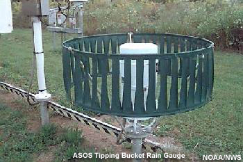 ASOS tipping bucket rain gauge