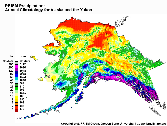 PRISM Precipitation Annual climatology for Alaska and the Yukon
