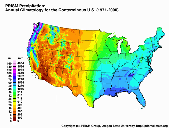PRISM Precipitation Annual Climatology for the US
