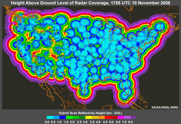 Height above ground level of radar coverage, 1755 UTC 10 Nov 2008 CONUS