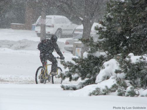 Bike rider in snow