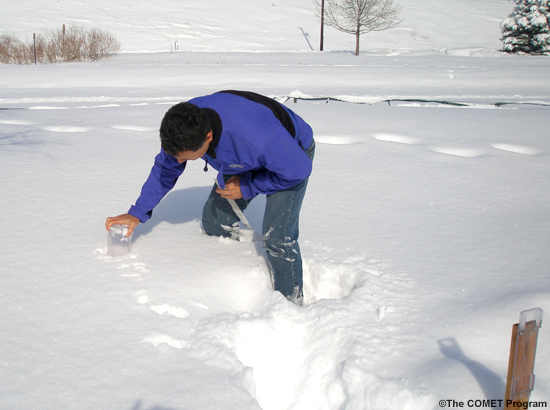 Taking a snow core sample