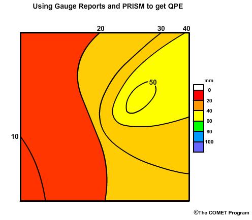 Using gauge reports and PRISM to get QPE 1