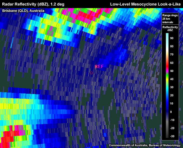Radar Reflectivity (dBZ), 5.4 deg, Low-Level Mesocyclone Look-a-Like
