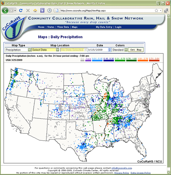 US map of CocoRahs data