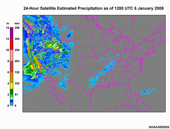 24 hr Satellite Estimated Precip