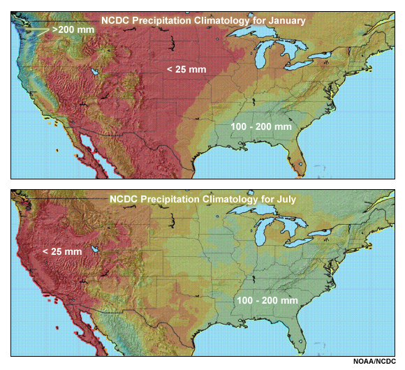 NCDC precip climatology for January