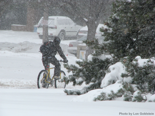 Bike rider in snow